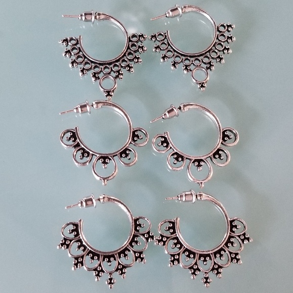 Set of 3 hoop earrings - Picture 2 of 4